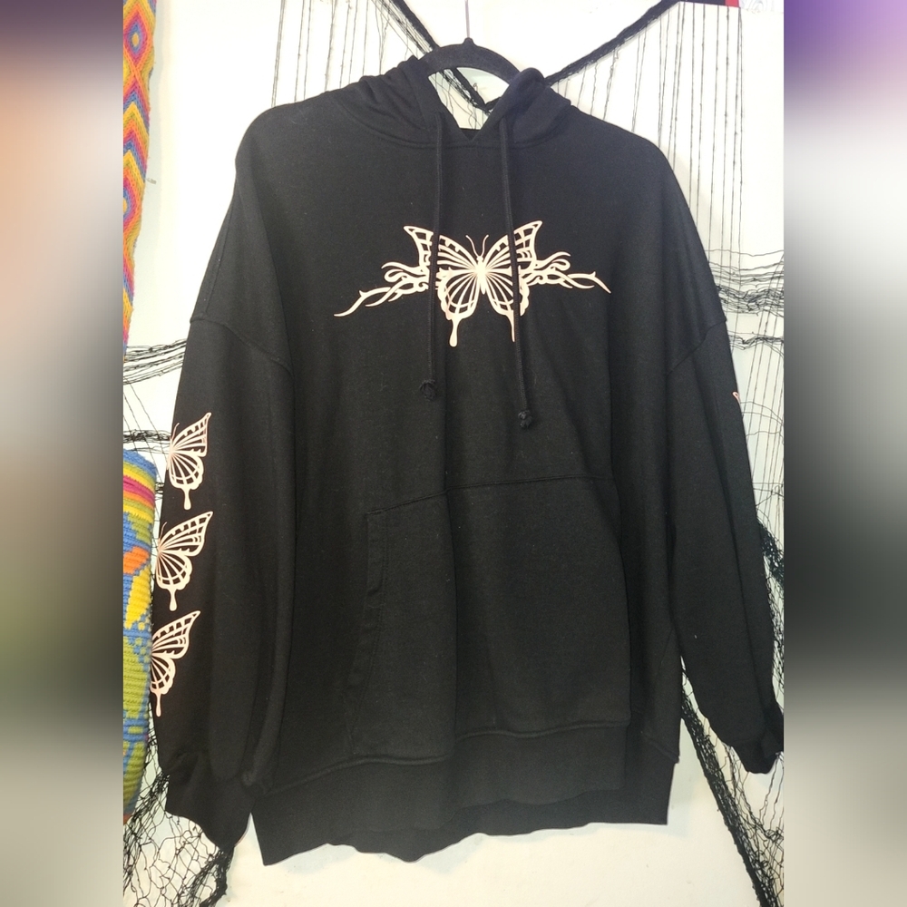 ✨️Black Hoodie with Pink Butterfly Graphics✨️